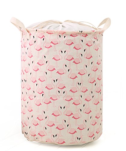 FUNNYGO Storage Bin Basket Collapse Canvas Fabric Storage Cube Bin Set With Handles for Organizing Home/Kitchen/Office/Toy Closet (Flamingo)