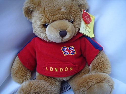 London Britain Teddy Bear Large 15" Plush Toy ; with Red Hoodie