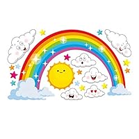 Mendom Rainbow,Sun and Clouds Wall Decals, Peel and Stick Removable Wall Stickers for Kids Nursery Bedroom Living Room,Wall Decor 28.7x15.7inch