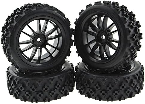 Rowiz 4PCS Front&amp;Rear RC Wheels Rubber Tires Crossing Black for RC 1:10 Scale