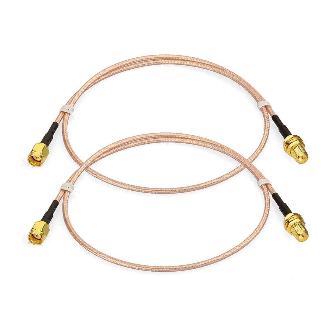 Bingfu WiFi Antenna Aerial Extension Coaxial Cable RP-SMA Male to Female Bulkhead Mount RG316 60cm (2-Pack) for Wireless PCI Express PCIE Network Card WiFi Router Security Camera — image 1