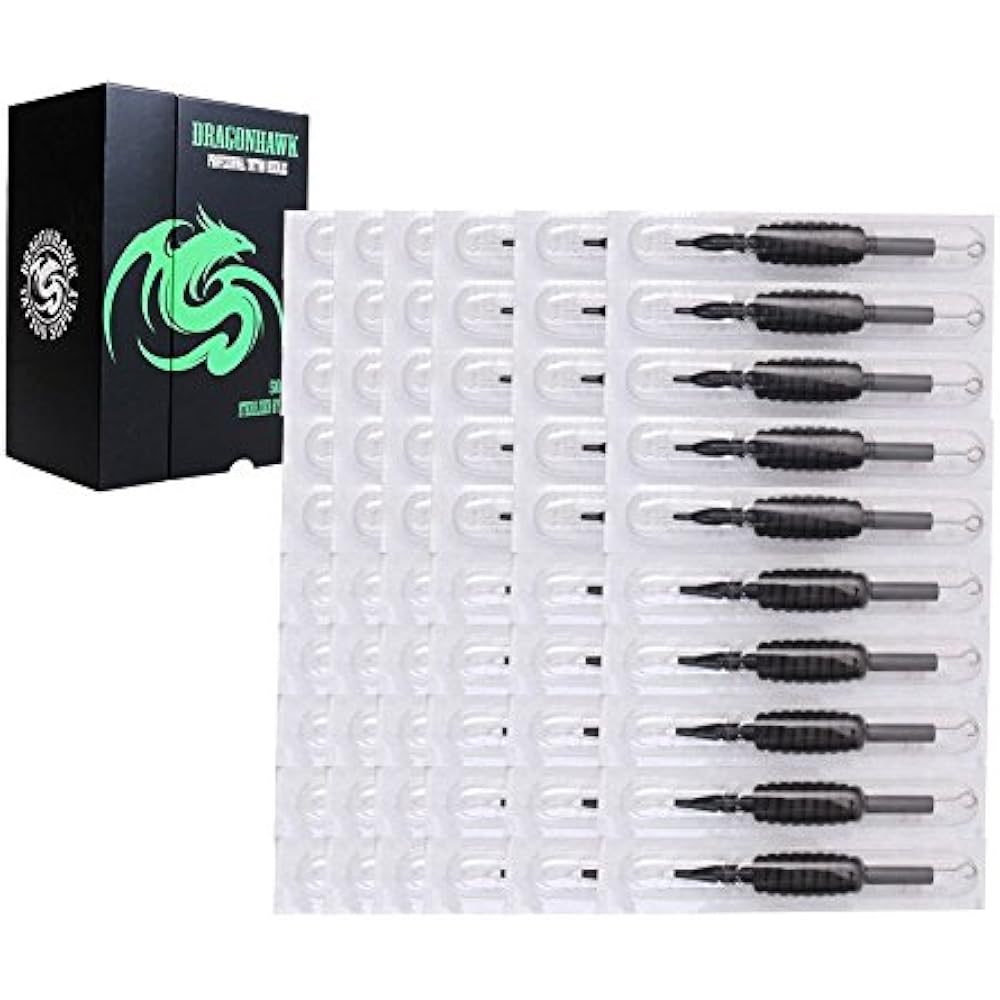 Dragonhawk Tattoo Needles 60 Counts Black Disposable Tubes Matching