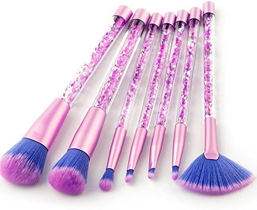 [Amazon Warehouse Deliver,5-7days can Receive] Makeup Brushes,7Pcs Glitter Makeup Brush Set Transparent Fluid Crystal Brush with PVC Package (Pink)
