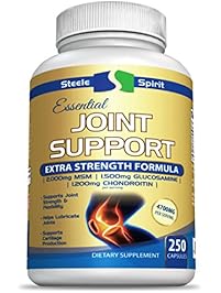 MSM Chondroitin Glucosamine Joint Support - 2000 mg MSM, 100% More Than Most Other Brands - Max Strength Supplement For Better Mobility & Pain Relief For Hip, Knee & Joints - By Steele Spirit
