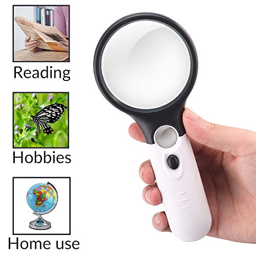 image for Lighted Magnifier Glass Made, Dicfeos Handheld Magnifying Glass with L