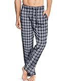 Hanes 884514588656 01000 - 01000X Mens ComfortSoft Cotton Printed Lounge Pants, Black & White Plaid - Small