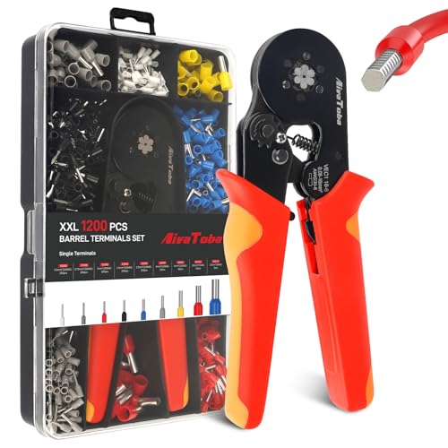 Crimping Pliers Wire End Ferrules Set for 0.08-16 mm², AivaToba Wire End Ferrules Pliers with 1200 Pieces, Crimping Pliers & Wire End Ferrules Set for DIY and Industrial Needs Crimping Pliers 16 mm2