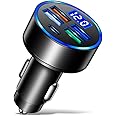 5 Port USB Car Charger(4USB+Type C) Compact Fast Charger Cigarette Lighter Adapter with LED&Voltage Monitor, Compatible with iPhone 14/Pro MacBook, iPad Pro/Air, Galaxy All Smart Phone(1Pcs