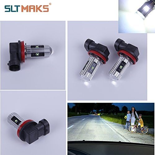 SLTMAKS Extremely Bright LED Fog Light with USA Brand CREE LED Chip 6000K Xenon White, Fit H8 H9 H11 LED Bulbs for DRL or Fog Lights