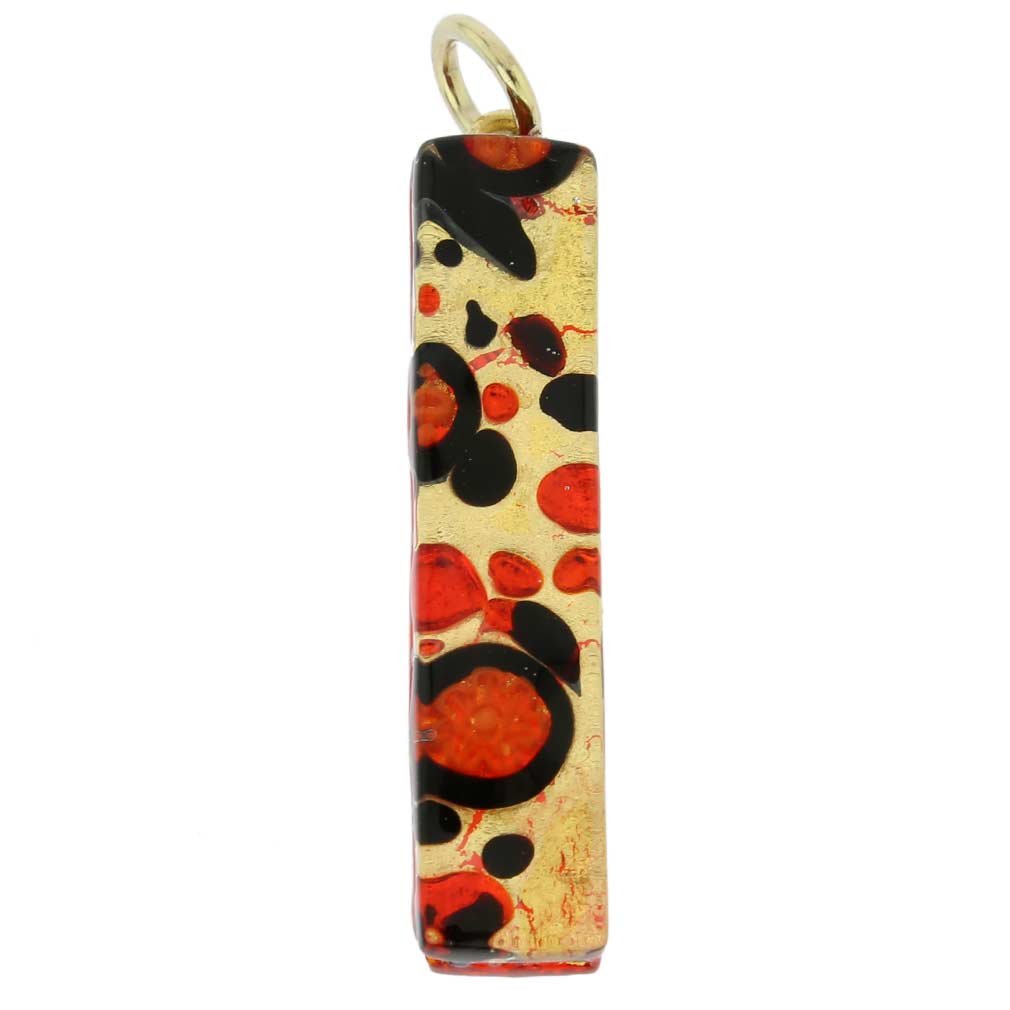 Glass Of Venice Murano Glass Venetian Reflections Stick Pendant - Black Red