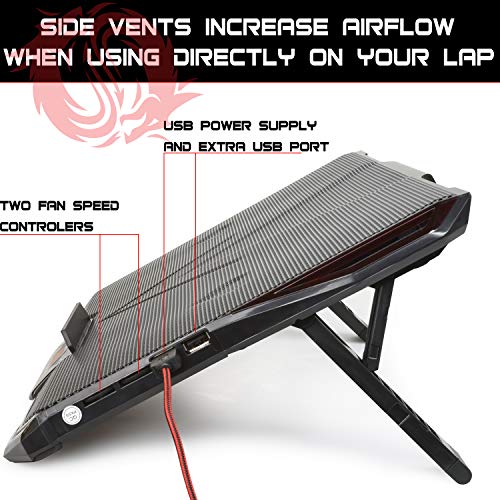 Game Lab Cyclone E-Sport LED Cooling Pad for 15.6-17-Inch Laptops with Five Fans up to 2500 RPM