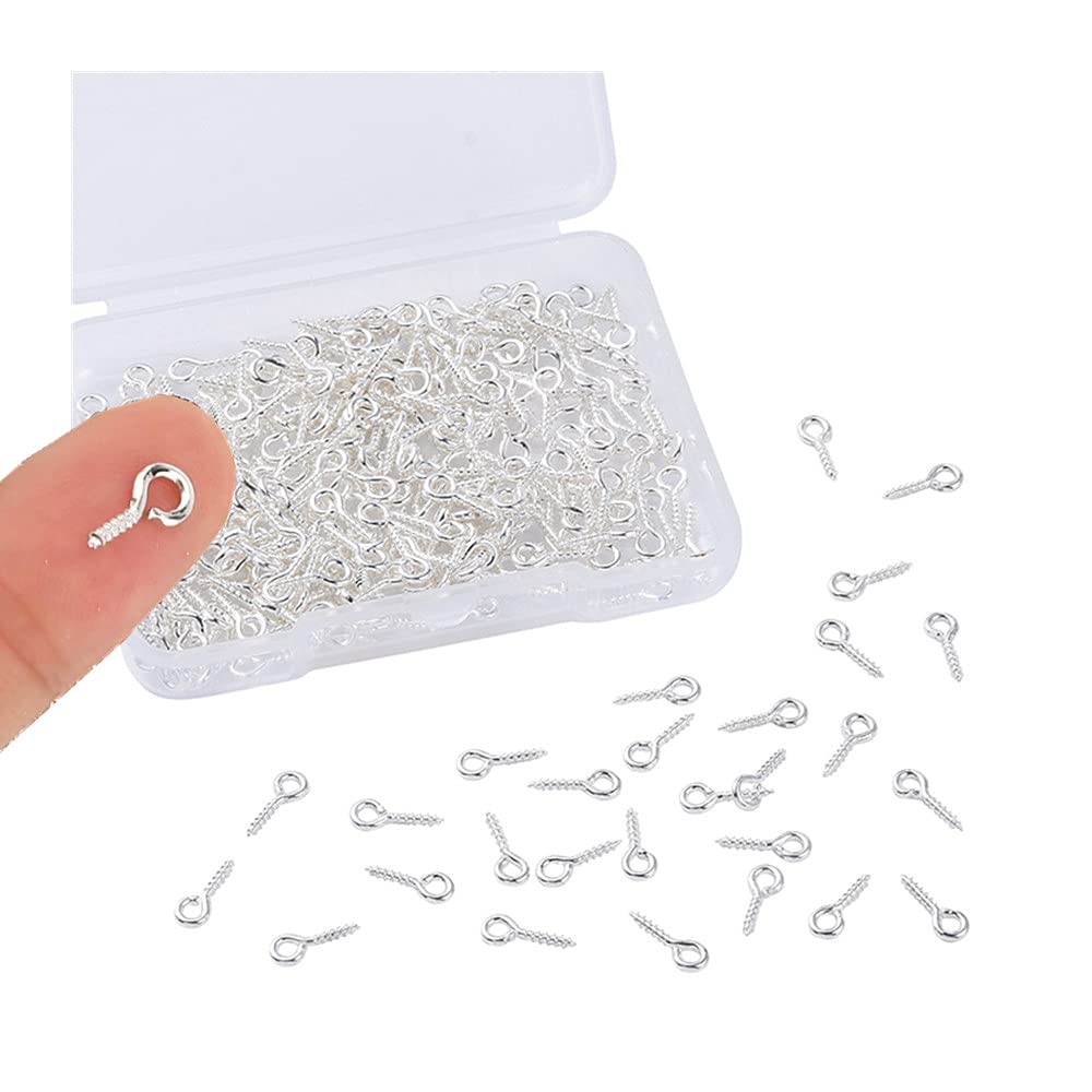 Bessy shop Screw Eye Pins Hooks,300 PCS Small Eyelets Screw Threaded for Jewelry Making Findings DIY Crafts, 5 x 10mm (Sliver)