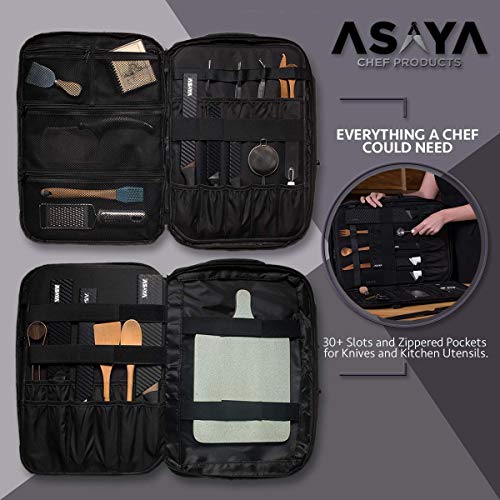 Asaya Chef Knife Backpack with 20 Pocket Knife Roll Bag Over 30
