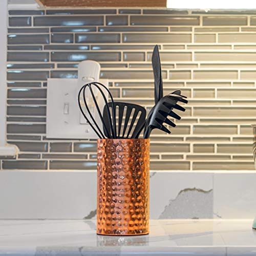 Copper Kitchen Utensil Holder for Countertop Extra Large 7 Inch X 4