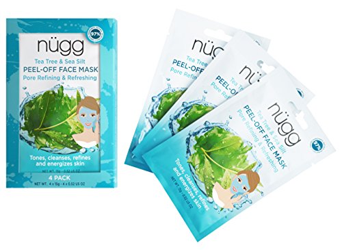NÃœGG Toning, Pore Refining and Cooling PEEL-OFF FACE MASK with Tea Tree Oil and Sea Silt; Pore Refining and Refreshing; Non-Drying Natural Rubber Peel Off Mask; 4 x 15g (4 x 0.52 oz)