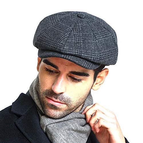 Men’s Vintage Newsboy Gatsby Hat Blend Wool Flat Ivy Cabbie Autumn