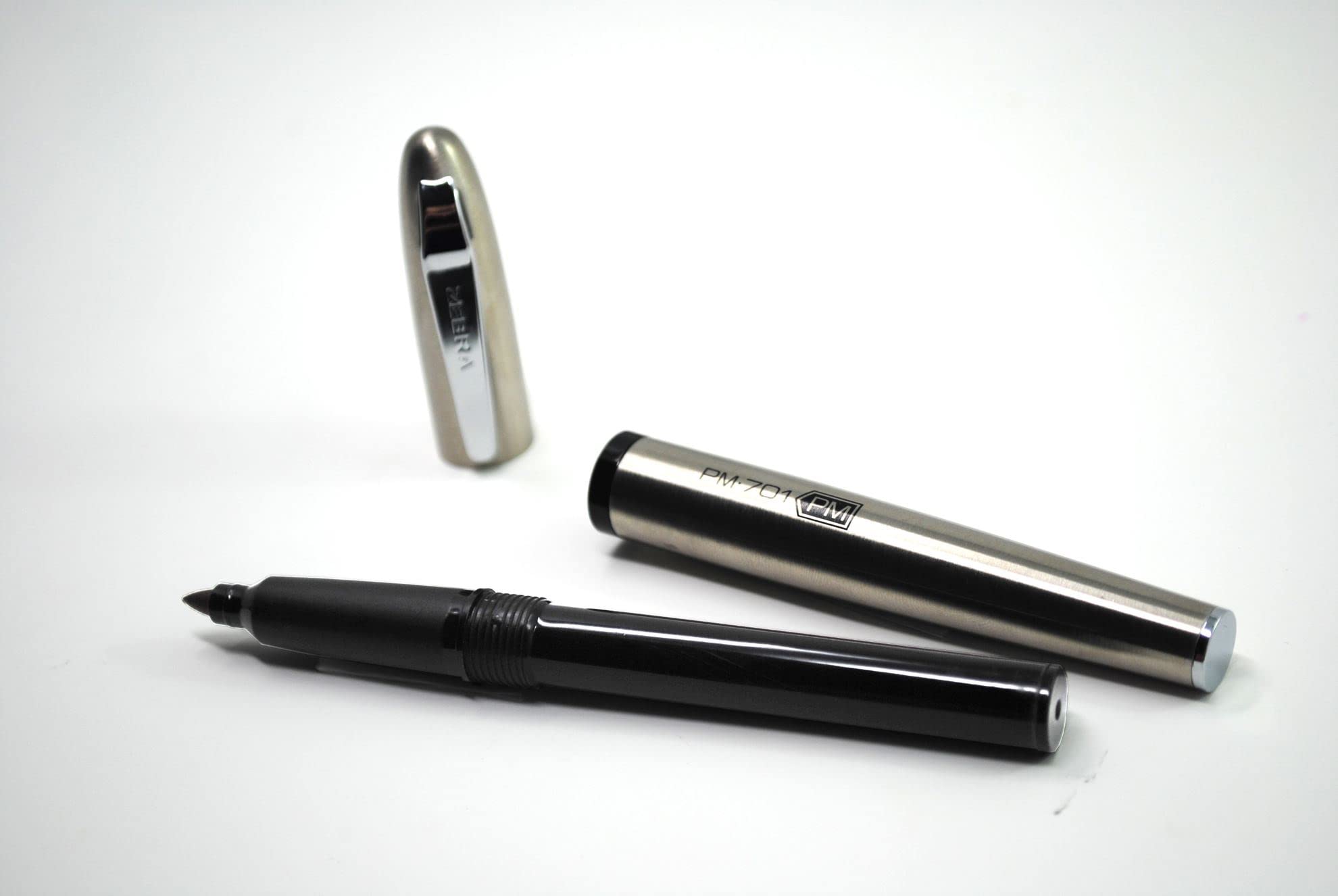 Zebra Pen PM-701 Permanent Marker, Stainless Steel Barrel, Fine Bullet Tip, Black Ink, Refillable, 1-Pack