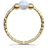 ALOME PIERCINGS Gold Nose Ring - White Opal Piercing Hoop, 20 Gauge, Tiny, Minimalist, Dainty