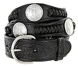 Walking Liberty Memorial Coin Concho Western Embossed Leather Belt