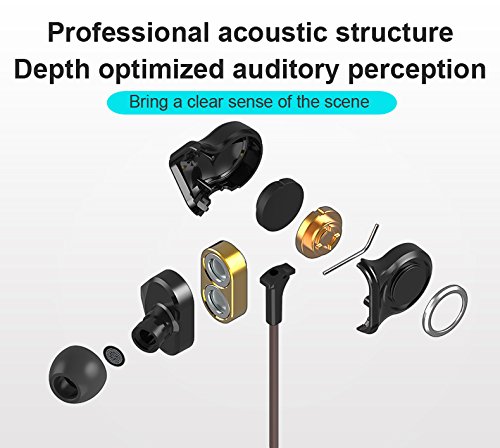 Wired Earbuds Earphones with Mic - Triple Driver earphones Deep Bass Stereo earphones in ear headphones with microphones,noise isolating,volume control,headset for smart phones,PC,tablet