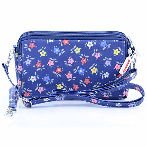 liangdongshop Women's 3 Layers Zipped Cell Phone Wrist Handbags Clutch Crossbody Purse Colorful (model 5)