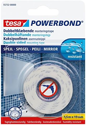 Tesa Powerbond Mirror Double Sided Mounting Tape For Mirrors Humidity Resistant Adhesive Tape For Bathrooms And Showers 1 5 M X 19 Mm Amazon Co Uk Diy Tools Tesa Powerbond Mirror Double Sided Mounting Tape For Mirrors Humidity Resistant Adhesive Tape For Bathrooms And Showers 1 5 M X 19 Mm Amazon Co Uk Diy Tools