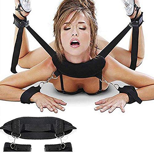 Under Bed Restraints System - Nylon Strap-on Kits with Adjustable Straps Comfortable Wrist and Ankle Handcuffs - Couple Games Pleasure