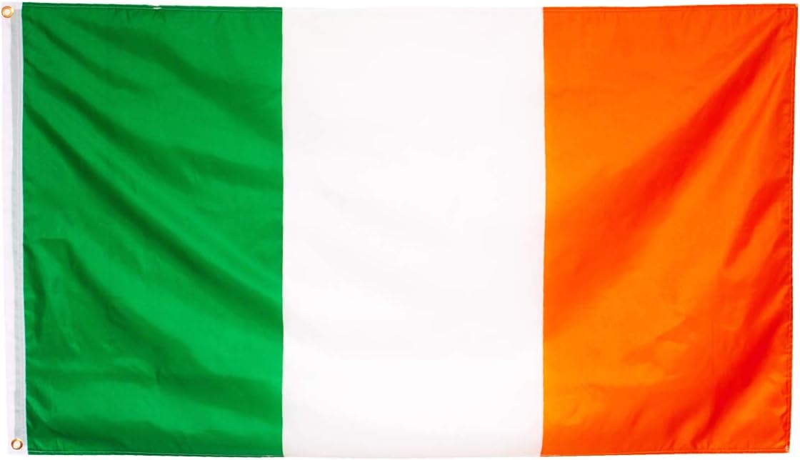 Oniche Ireland Flag Fly Breeze 3x5 Feet Ireland Irish Tricolor 100% Polyester Material Flag Banner for Pub Club School Festival Business Party Decoration(Irish Flag)