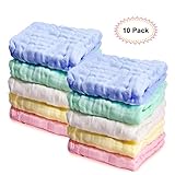 Kyapoo Baby Muslin Washcloths Absorb in 3 Seconds and Dry, Towels Premium Extra Soft Newborn Baby Face Towel, Baby Registry as Shower Gift 10 Pack