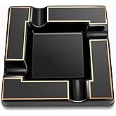Cigar Ashtray Large Ceramic Cigarettes Ash Tray Black Cigars Ashtrays for Men travel, Indoor, Outdoor, Patio, Home, Office, G