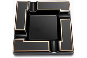 Cigar Ashtray Large Ceramic Cigarettes Ash Tray Black Cigars Ashtrays for Men travel, Indoor, Outdoor, Patio, Home, Office, G