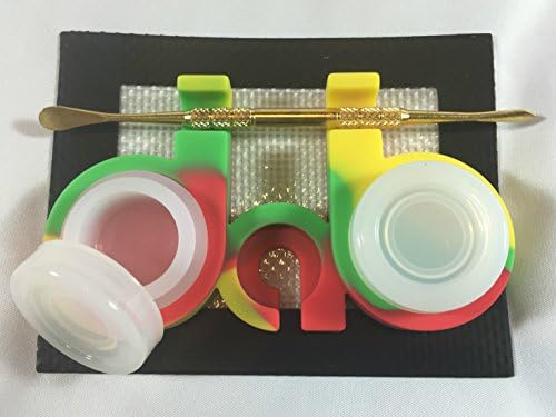 Silicone jar holder station 2 Non-Stick 5ml Silicone Container jar + non stick Silicone Mat + Wax carving Tool Kit (Orange/Yellow/Green)