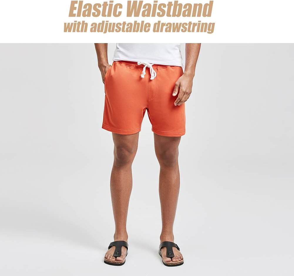 MaaMgic Mens Athletic Gym Shorts 5.5 Elastic Waist Casual Pajama Pocket
