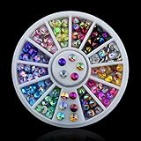 3D Nail Art Tips Crystal Glitter Rhinestone DIY Decoration Wheel 12 Colors by Team-Management