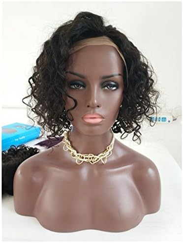DesireHair 7A Natural Looking Lace Front Human Hair Wigs Brazilian Virgin Wavy Hair Deep Wave Curly Glueless Lace Front Wig(Color # 1b) (10 inch)