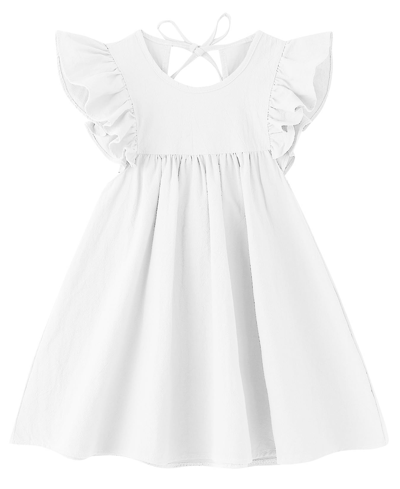 Photo 1 of **DIRTY**JNKLWPJS Toddler Linen Dress Baby Girls Ruffle Halter Sleeveless Casual Party Dresses White 100CM