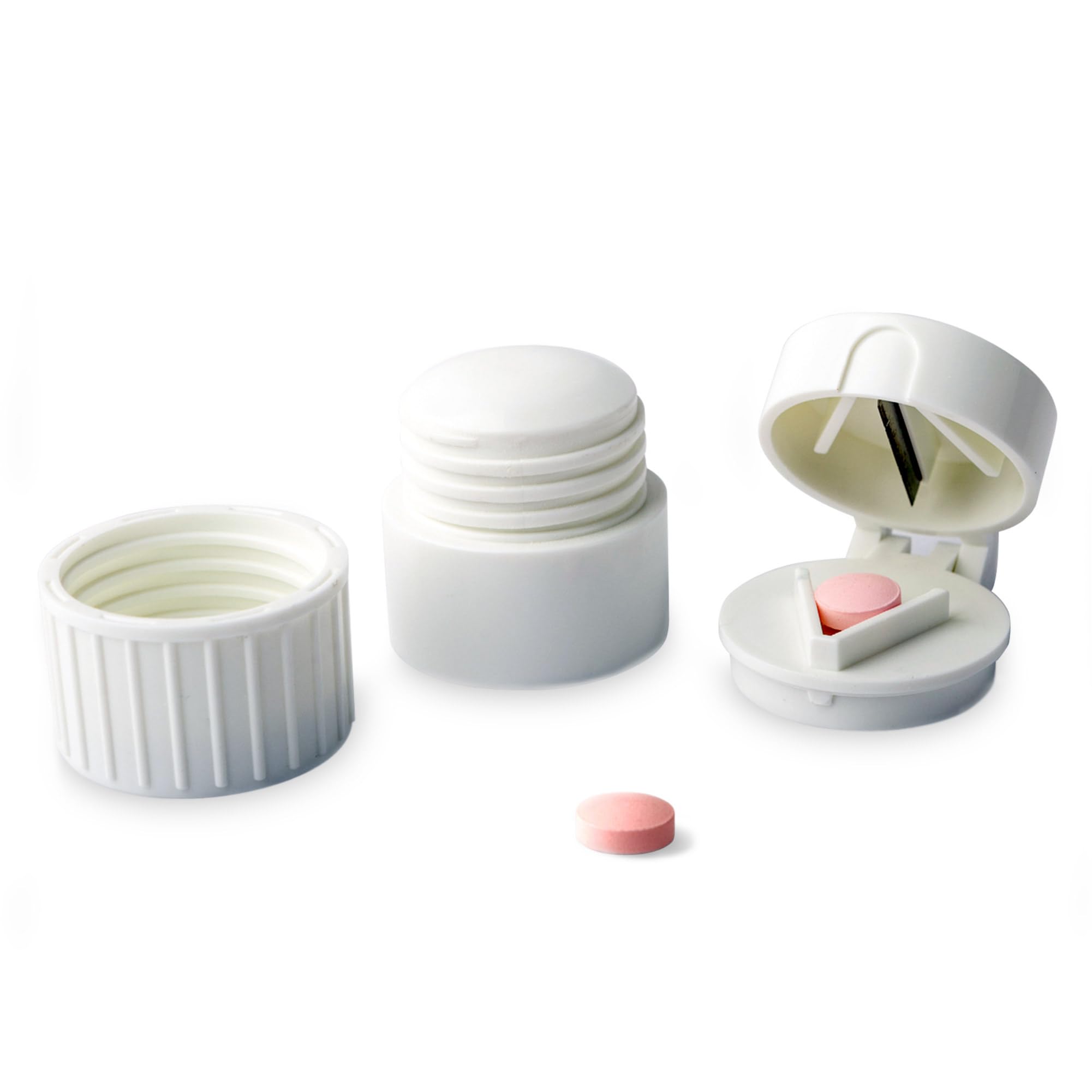 Photo 1 of Deke Home - 3 in 1 Pill Cutter & Crusher with Storage, Compact Pill Splitter with Stainless Blade, Powder Grinder & Travel Cup, Best for Scored Tablets, Vitamins & Medication, BPA Free