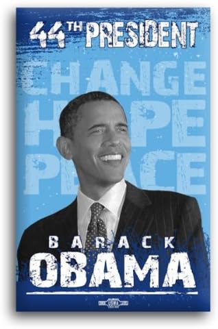 44th President official Obama Blue Rectangle Button - 1-3/4" x 2-3/4"