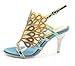 Honeystore Women's Peacock Shaped Pattern Handmade Rhinestone Sandals Blue 10 B(M) US