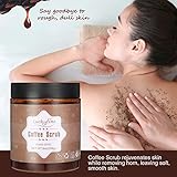 Coffee Deep Cleaning Body Exfoliating Scrub, LuckyFine Sea Salt Scrub Shea Butter Sugar Scrub Natural Body Wash Skin Brightening Moisturizing and Nourishment 256g