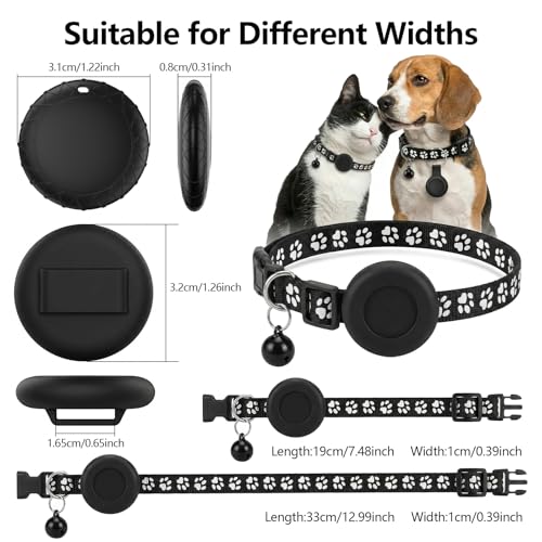 Cat GPS Tracker with Collar, Dog Tracker No Monthly Fee Compatible with iOS and Android, Real-Time Tracking Dog Cat GPS Pet Tracker, Dog Collar Holder with Tracking Device, IPX6 Waterproof - Black