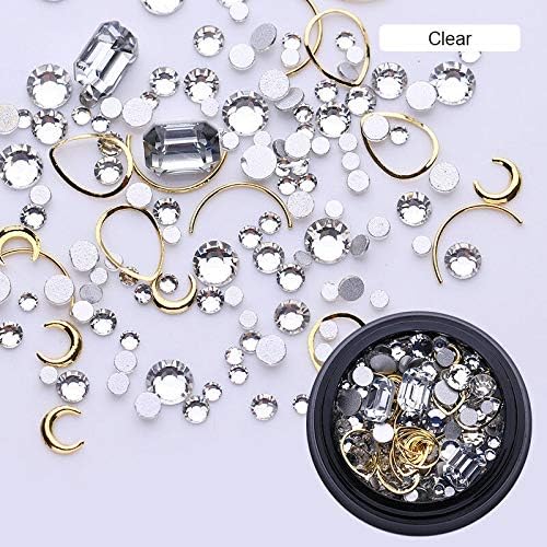 3D Nail Art Rhinestones Studs Acrylic Tips Stickers Decoration in Wheel Manicure (pattern - Alloy Studs Clear)