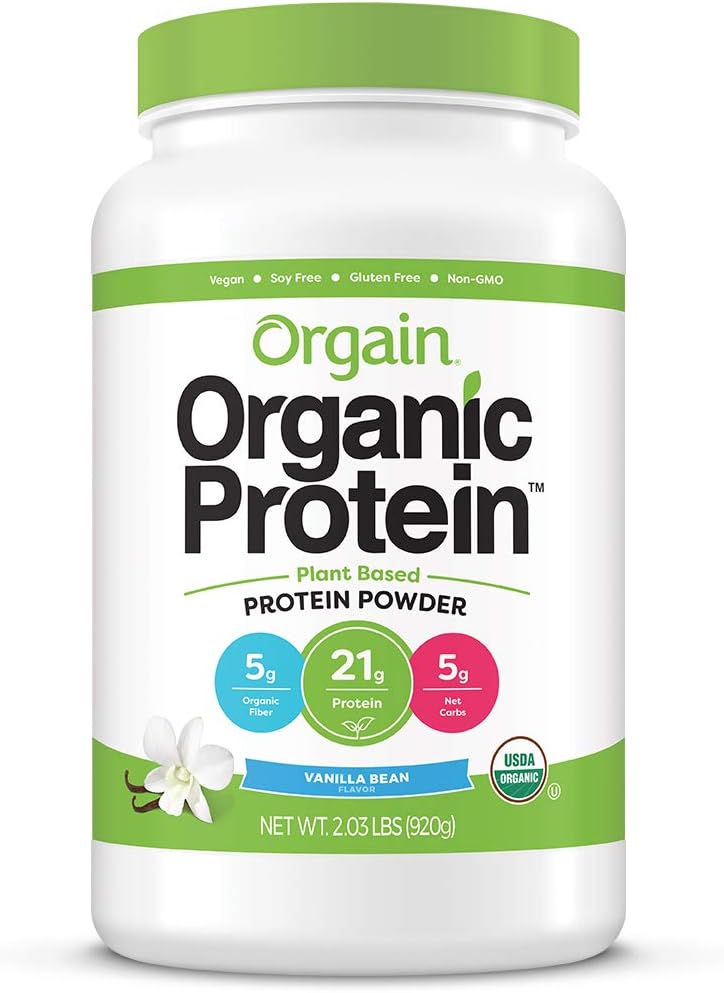 Orgain 植物性有機プロテインパウダー 920g Organic Protein Plant Based Powder, Sweet Vanilla Bean 2.05 lb