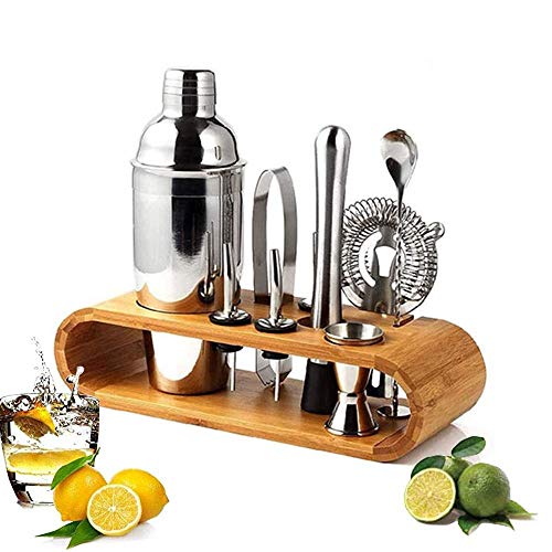 LKNJLL Premium-Cocktail Shaker Bar Werkzeuge Set, Edelstahl gebürstet Barkeeper Kit mit Allen Barzubehör, 24 Oz…