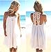 NFASHIONSO Women Lace Floral Sleeveless Swimsuit Cover up Bikini Dress White