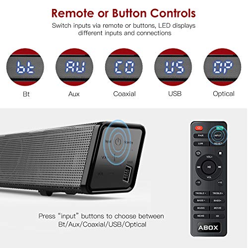 2 1 Channel Soundbar With Subwoofer Abox 120w Sound Bar For Tv Wireless Wired Home Theater Surround Sound 5 Input With Remote Control Wall Mountable Pricepulse