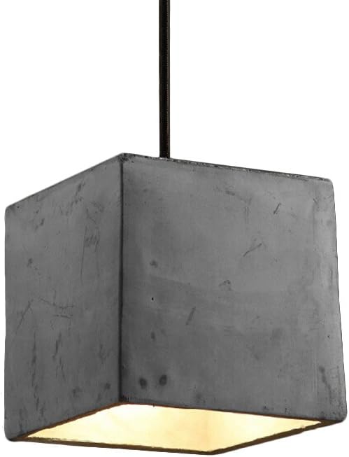 Easric Vintage Minimalism Hanging Ceiling Cube Cement Pendant Lamp Grey Chandelier Lamp for Kitchen Loft Resturant