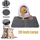 CLORIS Large EVA Cat Litter Mat, 28 in Litter Trapping Mat Litter Locker cat mat, Cat Litter Box Mat Scatter Control,Dual Layer Honeycomb Design, Washable Waterproof (cat Litter mat)