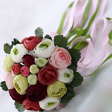Habe A Bouquet of 20 Silk Cloth Simulation Peony Wedding Bouquet Wedding Bride Holding Flowers,Burgundy
