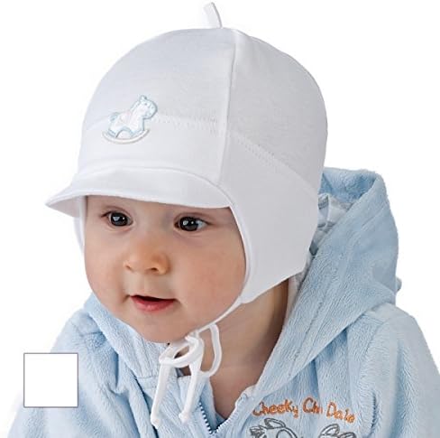New Baby Boy Hat Boys Spring Autumn Peak Cap Christening Baptism Hat 0-12 mths (9-12 Months 46cm, White)